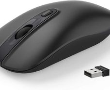Wireless Mouse, 2.4G Slim Portable Wireless Mouse for Laptop Silent Mouse Ergonomic Cordless Design with USB Nano Receiver Compatible with PC Mac Computer Macbook Notebook (Black)