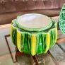 Vintage Whimsical Green Yellow Melon Bowl Flower Pot Holder Olfaire Portugal Image 3
