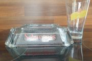 Schweppes Glass Ashtray &amp; Glass