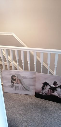 Beautiful angel canvases. Diammante edge around canvas  lovely on a wall
