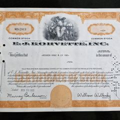 1962 E.J. Korvette Inc. Common Stock Bond Certificate