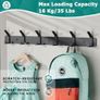 Coat Hooks Wall Mounted, Heavy Duty Coat Racks With 6 Hooks, Modern Hanger Rack for Hanging, Rustproof Clothes Hooks for Bedroom Office Entryway (Black) Image 3