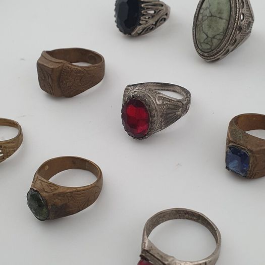 Antique Mix Rings Treasure 15 Assorted Brass Designs