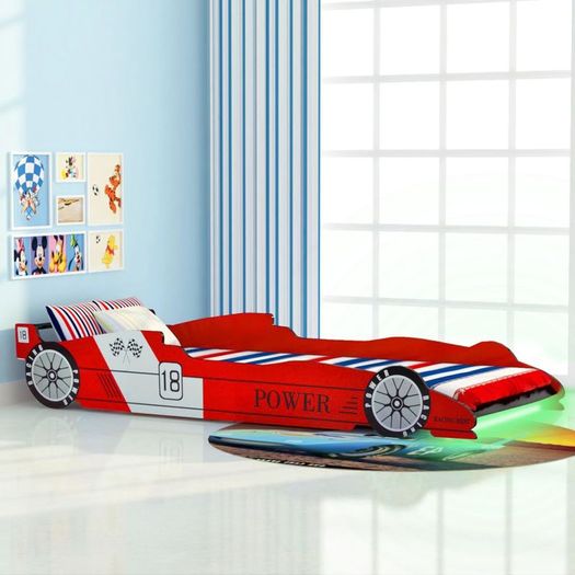 Children LED Race Car Bed 90x200 cm Red