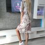 White pleated dress with large flowers Image 3
