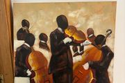 Large Original Jazz Orchestra Painting Abstract Musicians with Cello &amp; Violins (80x80 cm)