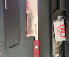 Damascus with Copper Kitchen Knife, Nakiri style.