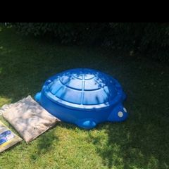 Sandpit - blue turtle & 1 bag of unused play sand