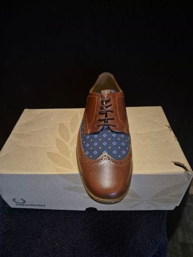 Fred Perry x Drake's London Leather Wingtip Brogues (Davies Paisley) size 8