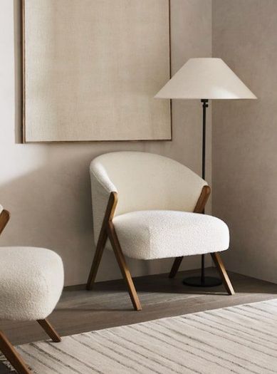 Zara Cream Boucle Armchairs x 2