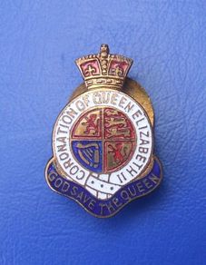 Queen Elizabeth II Coronation 1953 - commemorative enamel badge issued by the Lanark Town Council ( a scarce badge).
