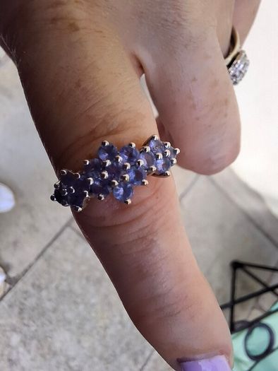 Vintage Gold Ring with Blue Atones