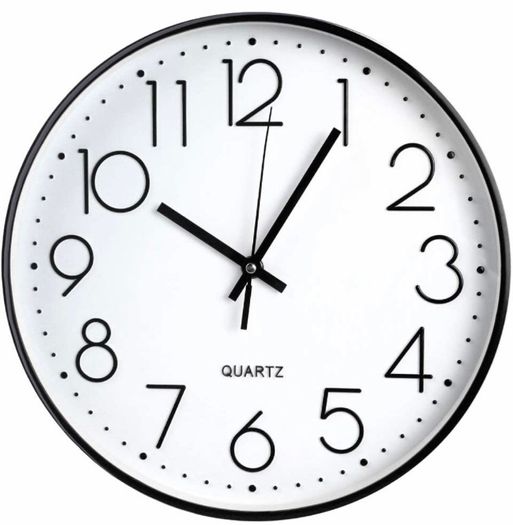 Wall Clock, 12 ''Non-ticking Silent Quartz Decorative Clocks, Modern Large Number Round Clock