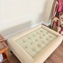 Luxury Custom-Made Velvet Ottoman Coffee Table with Glass Top Image 8