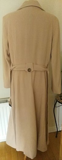 Betty Jackson Beige Full Length Fitted Wool/cashmere Coat Uk 14