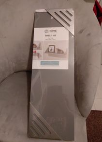 Sealed metal and grey wood shelf kit