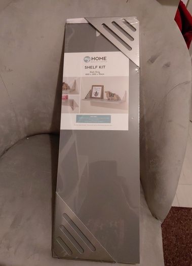Sealed metal and grey wood shelf kit
