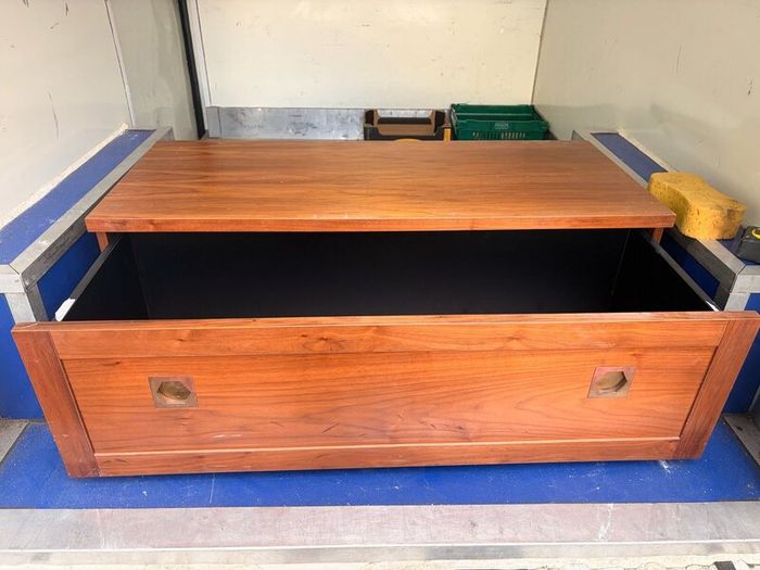 brass mirror with led strip lighting + drawers