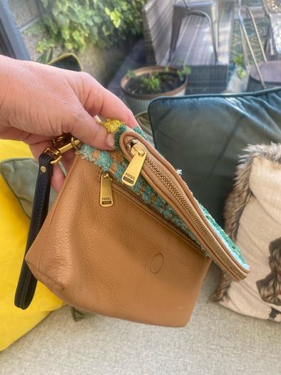 Fossil leather clutch bag. Unique sample bag