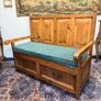 Vintage Mexican Pine High Back Bench with Storage Image 2
