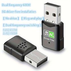 Plug & Play USB Wireless Network Adapter - 5G Dual Band, 600m WiFi Receiver for PCs and Laptops, Compatible with XP/Win7/8/8.1/10/11 Systems
