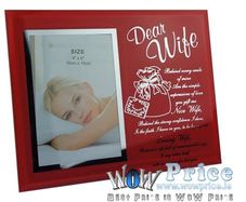 24545 Glass Photo Frame DEAR WIFE