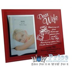 24545 Glass Photo Frame DEAR WIFE
