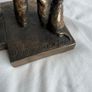 Signed Jeanne Rynhart Bronze Statue - Male Garda and Boy With Tag Image 6