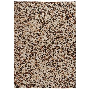 Rug Genuine Leather Patchwork 160x230 cm Square Brown/White