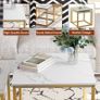 Nesting Tables, Set of 2 End Table, Coffee Tables, Side Table with Metal Frame for Living Room/Bedroom/Balcony/Office/Apartment, Diameter 50/45 cm (Gold Frame, White Marble Top) Image 6