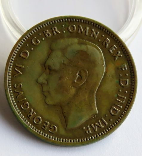 1945 HalfPenny WW2 king George VI bronze