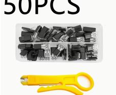 50pcs D2 Double Line Interlocking Detachable LED Without Welding, 2-pin Bidirectional Insert Cable Buckle Connector,