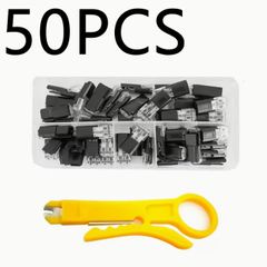 50pcs D2 Double Line Interlocking Detachable LED Without Welding, 2-pin Bidirectional Insert Cable Buckle Connector,