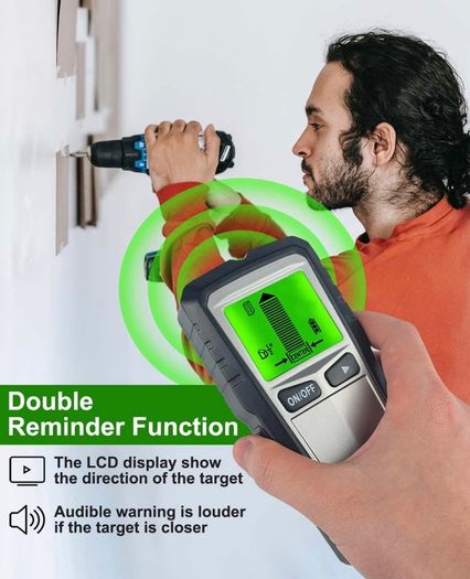 5 in 1 Stud Finder Wall Scanner - Stud Detector Wall Finder Edge Center Finding Electronic Stud Sensor Beam Joist Detector with LCD Display for Wood AC Wire Metal Studs Cable Joist Detection