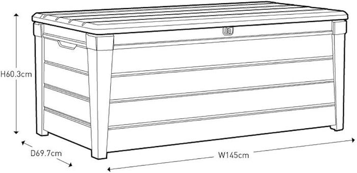 Brightwood 454L Outdoor 60% recycled Garden Furniture Storage Box Brown Wood Panel Effect Fade Free All Weather Resistant Safe and Secure Zero