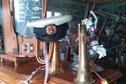 Vintage bugle and naval hat