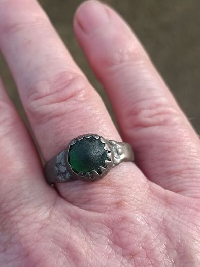 Medieval Nomad Green Garnet Bronze Ring 9th-13th AD