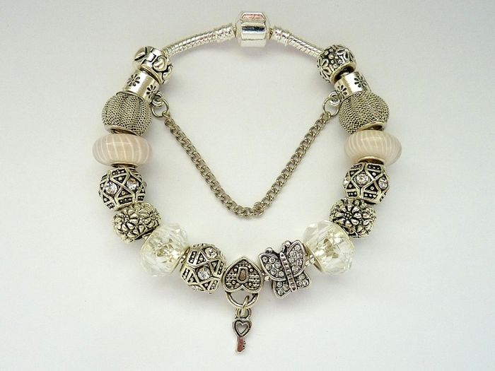 Silver Pandora Style Charm bracelet