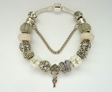 Silver Pandora Style Charm bracelet