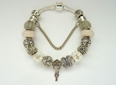 Silver Pandora Style Charm bracelet