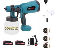 NEW Cordless Paint Sprayer Fence Wall HVLP 21V 1litre & 2 Batteries