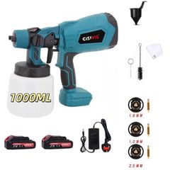NEW Cordless Paint Sprayer Fence Wall HVLP 21V 1litre & 2 Batteries