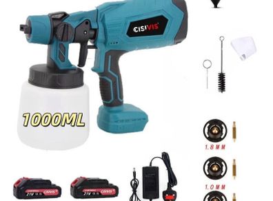 NEW Cordless Paint Sprayer Fence Wall HVLP 21V 1litre & 2 Batteries
