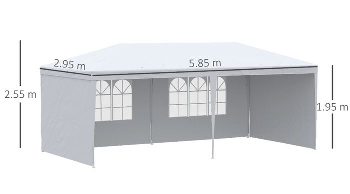 6 x 3 m Party Tent Gazebo Marquee Outdoor Patio Canopy Shelter with Windows and Side Panels White
