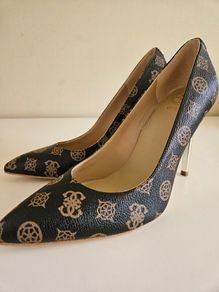 Guess Brown Logo-Print Court Shoes Brocr-Brown RRP 129e 6 UK & 7 UK NEW & BOXED perfect for Christmas party