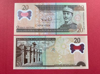 Dominican Republic  20 Pesos Oro  2009. PICK 182a ( UNCIRCULATED) Polymer / Plastic .