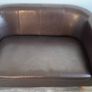 Small Brown Faux Leather Sofa - Like New Image 3