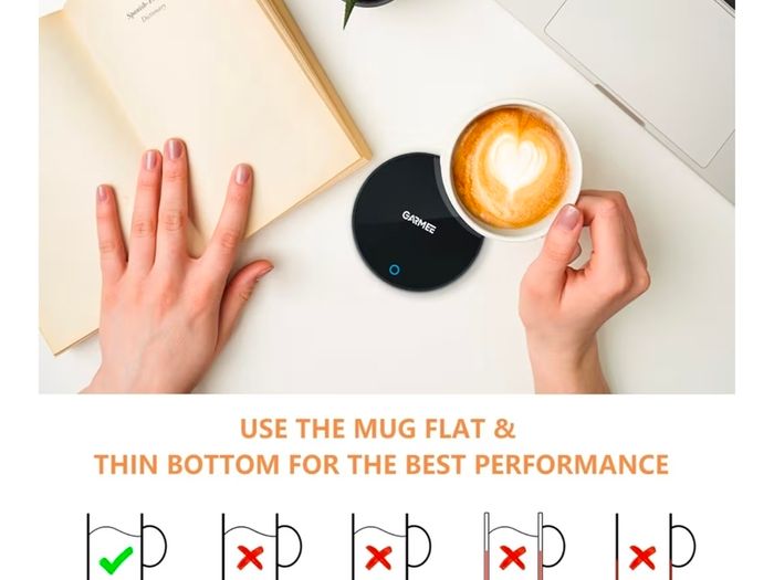 GARMEE Mug / Coffee / Cup Warmer w/ 2 Temperature Settings for Desk - Cocoa, Coffee, Tea, Milk, Hot Drinks