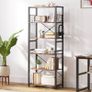 NEW SALE | 6 Tier Bookshelf, Standing Bookcase with 2 X-shape Strips,Metal Mesh Side Panels, 8 S-shaped Hooks, Industrial Storage Rack for Office, Living Room Image 4