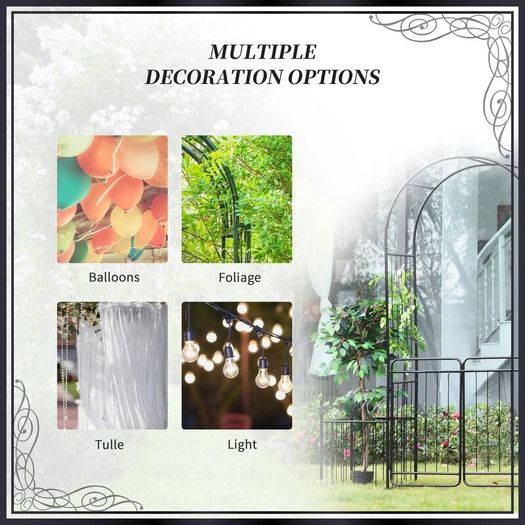 Metal Garden Arbor Arch with Double Doors